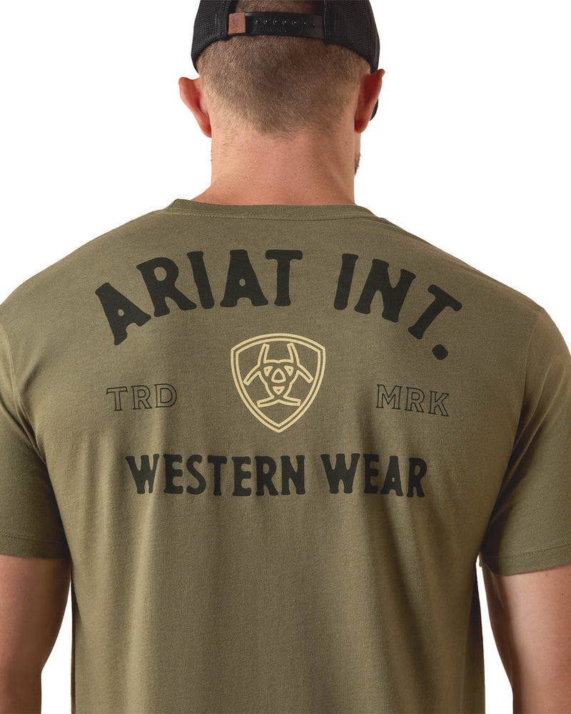 Ariat Mens Outline Shop Short Sleeve Shirt, Western Wear Tee
