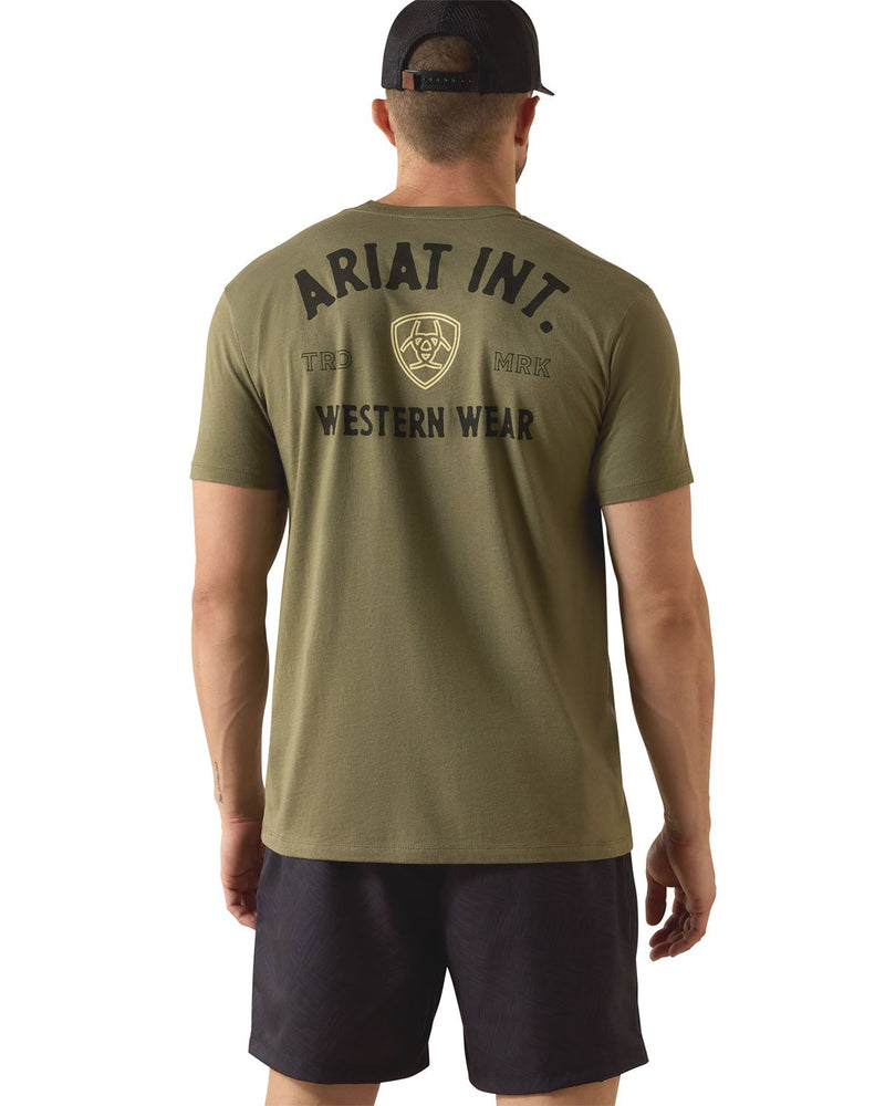 Ariat Mens Outline Shop Short Sleeve Shirt, Western Wear Tee