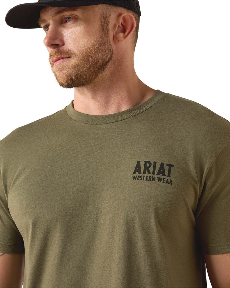 Ariat Mens Outline Shop Short Sleeve Shirt, Western Wear Tee